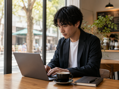 出先のカフェでテレワークやPC作業に